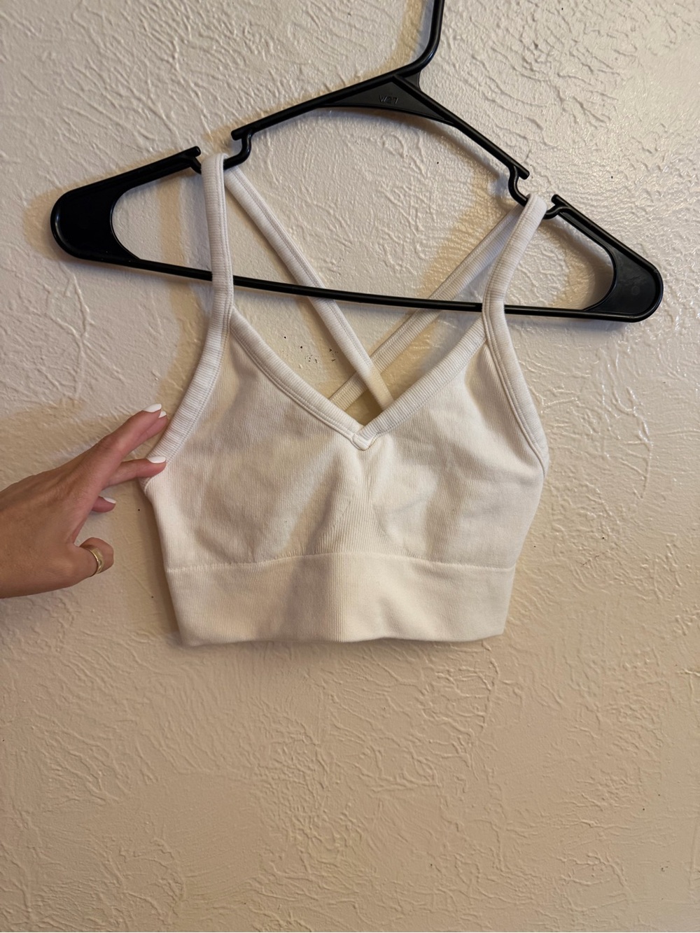 ALO Yoga White Cross-Back Bralette Top
